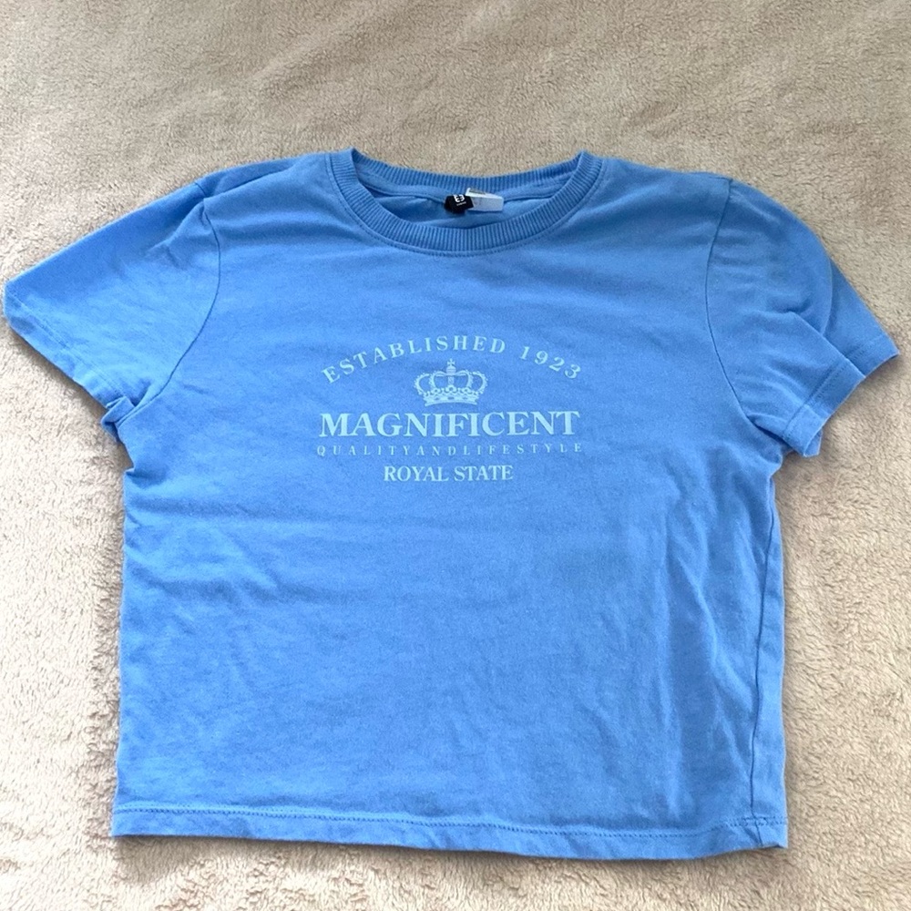 Baby blue H&M graphic crop top